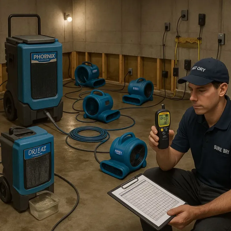 Structural Drying and Dehumidification process in Crete, IL